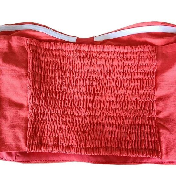 Bar III Strapless Bustier Top XL Pink Button Front Crop Style - Picture 5 of 8